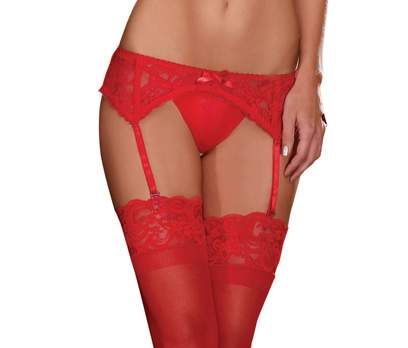 Dreamgirl One Size Red Sexy and Delicate Scalloped Lace Garter Belt