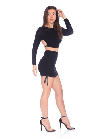 Black Long Sleeve Crop with Cutout Back-6