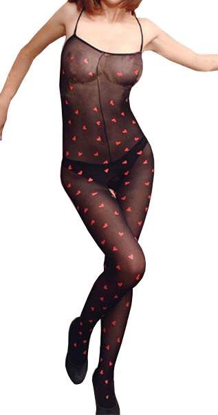 O/S Black Heart Print Bodysuit