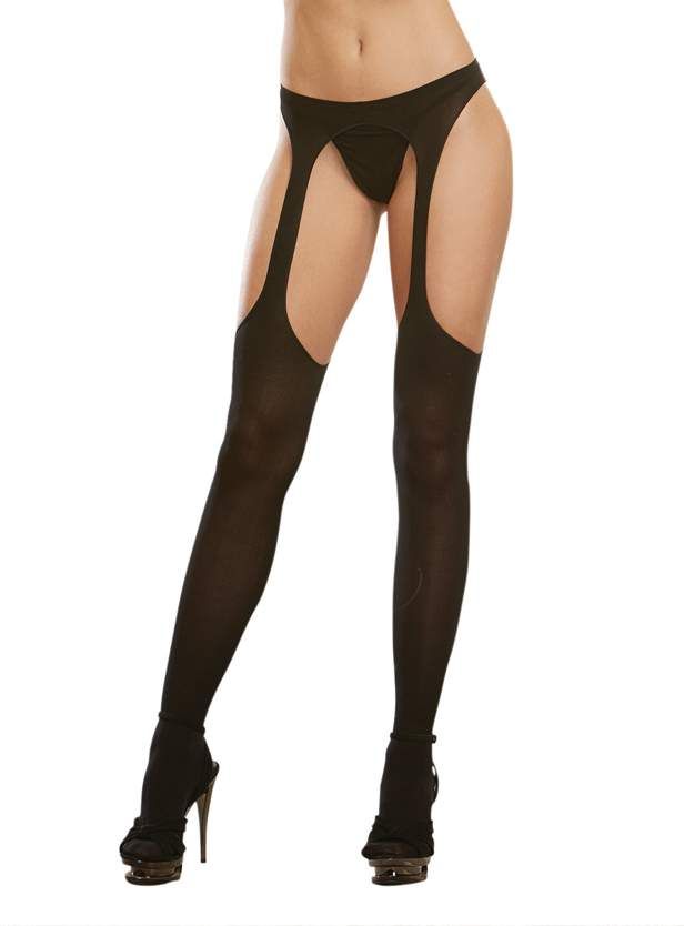 Dreamgirl One Size Black Semi Opaque Sexy Suspender Pantyhose